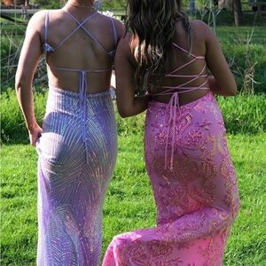 LA Femme Long Pink Sequin Prom Dress size 2 31521
